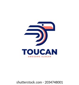 Vector Logo Illustration Toucan Line Art Style.