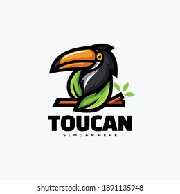 Vector Logo Illustration Toucan Simple Mascot Style.
