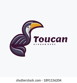 Vector Logo Illustration Toucan Simple Mascot Style.