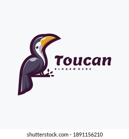 Vector Logo Illustration Toucan Simple Mascot Style.