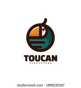Vector Logo Illustration Toucan Simple Mascot Style.