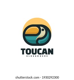 Vector Logo Illustration Toucan Simple Mascot Style.