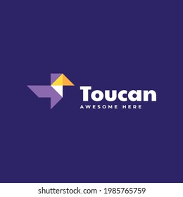 Vector Logo Illustration Toucan Simple Mascot Style.