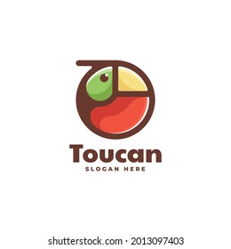 Vector Logo Illustration Toucan Simple Mascot Style.