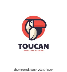 Vector Logo Illustration Toucan Simple Mascot Style.