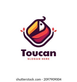Vector Logo Illustration Toucan Simple Mascot Style.