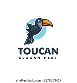 Vector Logo Illustration Toucan Simple Mascot Style.