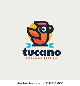 Vector Logo Illustration Toucan Simple Mascot Style.