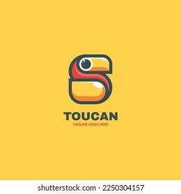 Vector Logo Illustration Toucan Simple Mascot Style.