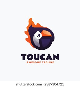 Vector Logo Illustration Toucan Simple Mascot Style.