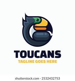 Ilustração de logotipo de vetor Toucans estilo mascote simples