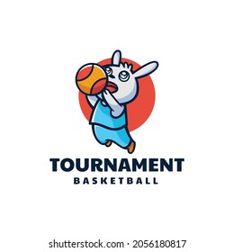 Vector Logo Illustration Tournament Rabbit Mascot Cartoon Style.