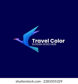 Vector Logo Illustration Travel Crane Gradient Colorful Style