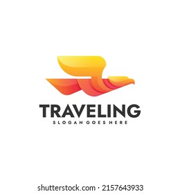 Vector Logo Illustration Traveling Gradient Colorful Style