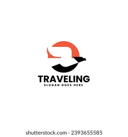 Ilustración del logotipo del vector Estilo de color gradiente de viaje