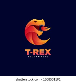 Vector Logo Illustration T-rex Gradient Colorful Style.