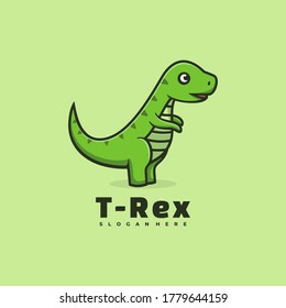 Vector Logo Illustration T-Rex Love Simple Mascot Style.