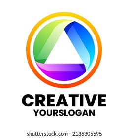 Vector Logo Illustration Triangle And Circle Gradient Colorful