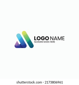 Vector Logo Illustration Triangle Gradient Colorful Style 