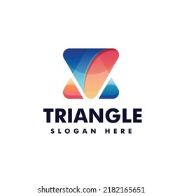 Vector Logo Illustration Triangle Gradient Colorful Style.