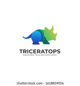 Vector Logo Illustration Triceratops Gradient colorful