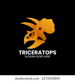 Vector Logo Illustration Triceratops Gradient Colorful Style