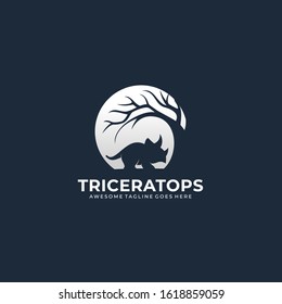 Vector Logo Illustration Triceratops Silhouette
