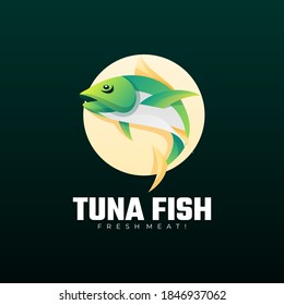 Vektorlogo Illustration Thunfisch Fisch Farbverlauf-Stil.