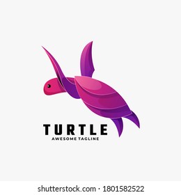 Vector Logo Illustration Turtle Gradient Colorful Style.