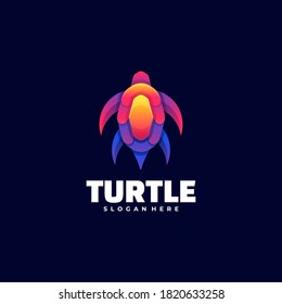 Vector Logo Illustration Turtle Gradient Colorful Style.