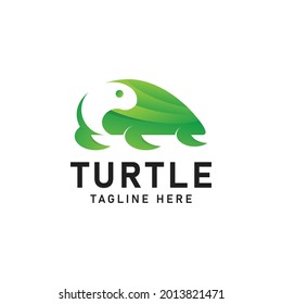 Vector Logo Illustration Turtle Gradient Colorful Style.