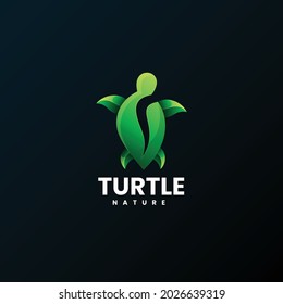 Vector Logo Illustration Turtle Gradient Colorful Style.