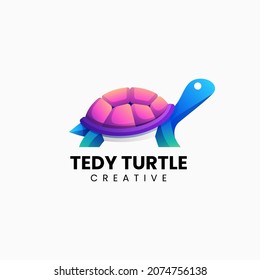 Vector Logo Illustration Turtle Gradient Colorful Style.