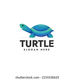 Vector Logo Illustration Turtle Gradient Colorful Style.