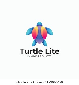 Vector Logo Illustration Turtle Gradient Colorful Style.
