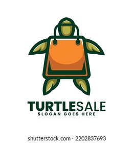 Vector Logo Illustration Turtle Sale Simple Mascot Style