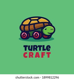 Vector Logo Illustration Turtle Simple Mascot Style.