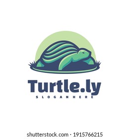 Vector Logo Illustration Turtle Simple Mascot Style.