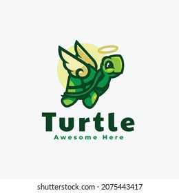Vector Logo Illustration Turtle Simple Mascot Style