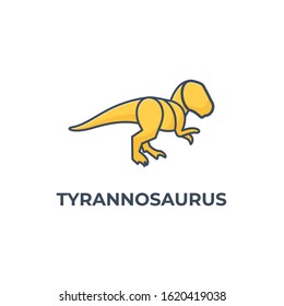 Vector Logo Illustration Tyrannosaurus Line Art Style