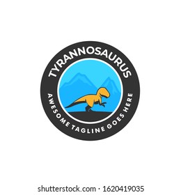 Vector Logo Illustration Tyrannosaurus Vintage Badge