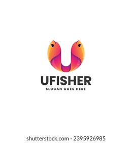 Logo Vector Ilustración Estilo de color degradado U Fisher