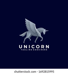 Vector Logo Illustration Unicorn Gradient Colorful Style.