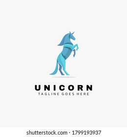 Logotipo vectorial Ilustración Estilo de color de degradado de unicornio.