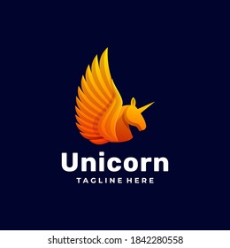 Vector Logo Illustration Unicorn Gradient Colorful Style.