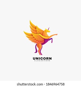 Vector Logo Illustration Unicorn Gradient Colorful Style.