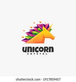 Vector Logo Illustration Unicorn Gradient Colorful Style.