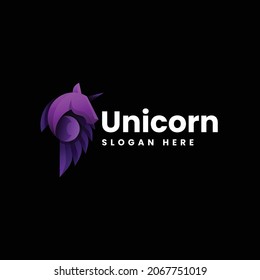 Vector Logo Illustration Unicorn Gradient Colorful Style 