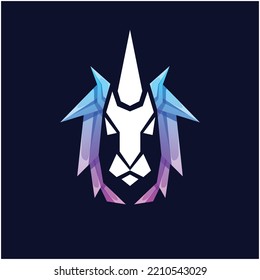 Vector logo illustration unicorn  gradient colorful style