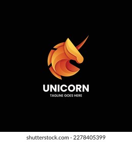 Vector Logo Illustration Unicorn Gradient Colorful Style.